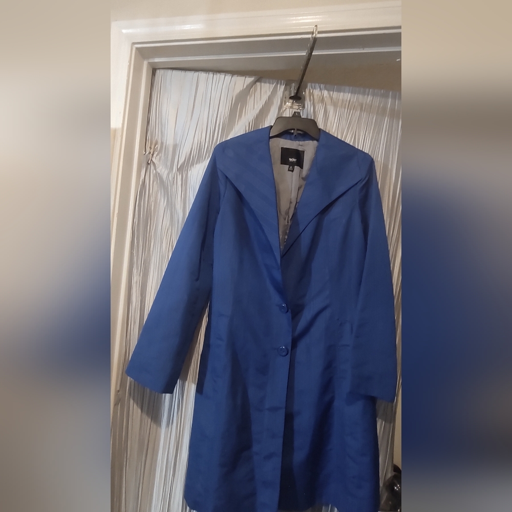 Mossimo Electric blue long dress coat missing a button